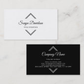 Carte de visite Carré noir et blanc simple (Devant / Derrière)