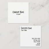 Carte De Visite Carré Noir et blanc simples (Devant / Derrière)