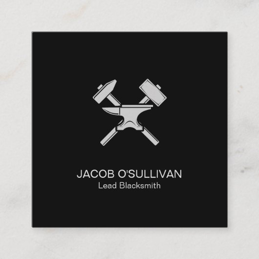 Carte De Visite Carré Noir Fer Travaux Métal (Devant)