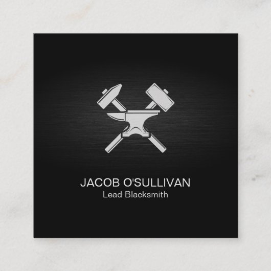 Carte De Visite Carré Noir Fer Travaux Métal (Devant)