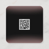 Carte De Visite Carré Noir floral moderne avec code QR (Dos)