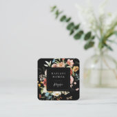 Carte de visite Carré noir floral peint (Debout devant)
