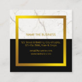 Carte De Visite Carré Noir Marbre Blanc Or Faux Construction (Dos)