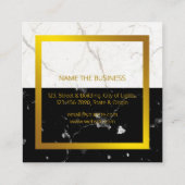 Carte De Visite Carré Noir Marbre Or Faux Construction professionnelle (Dos)