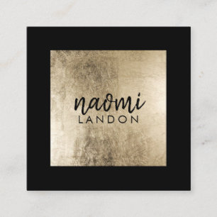 Carte De Visite Carré Noir minimaliste carré moderne d'or chic élégant