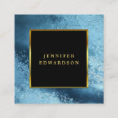 Carte De Visite Carré Noir moderne bleu glace QR code professionnel (Devant)