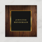 Carte De Visite Carré Noir moderne bois QR code professionnel (Devant)