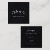 Carte De Visite Carré Noir moderne contemporain (Devant / Derrière)