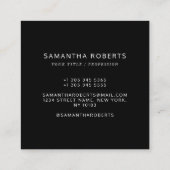 Carte De Visite Carré Noir moderne simple ajouter votre logo (Dos)