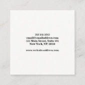 Carte De Visite Carré Noir moderne Simple Professionnel (Dos)