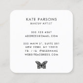 Carte De Visite Carré Noir moderne sur Papillon noir (Dos)