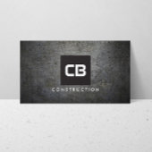Carte De Visite Carré noir Monogramme Grunge Métal Construction