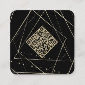Carte De Visite Carré Noir & Or | Code QR (Devant)