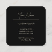 Carte De Visite Carré Noir & Or | Code QR (Dos)