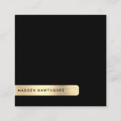 Carte De Visite Carré Noir Or Moderne Simple Métal Brossé Minimal (Devant)