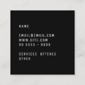 Carte De Visite Carré Noir professionnel simple minimal élégant (Dos)