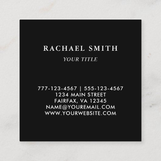 Carte de visite Carré noir simple QR Code (Dos)