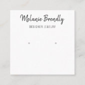 Carte De Visite Carré Nom chic Black White Bijoux Écran d'oreille (Devant)