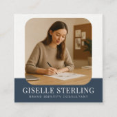 Carte De Visite Carré Nom de la compagnie professionnelle Navy Blue Mini (Devant)