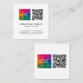 Carte De Visite Carré Nom de l'employé Code QR Logo de l'entreprise Ici (Devant / Derrière)