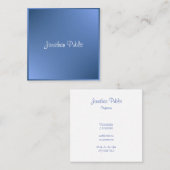 Carte De Visite Carré Nom de script calqué moderne Modèle bleu (Devant / Derrière)