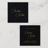 Carte De Visite Carré Nom de script manuscrit Modèle Premium Noir (Devant / Derrière)