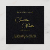 Carte De Visite Carré Nom de script manuscrit Modèle Premium Noir (Dos)
