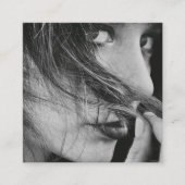 Carte De Visite Carré Nom de script photo moderne Code QR social (Devant)