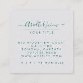 Carte De Visite Carré Nom du script d'aquarelle Abstraite (Dos)