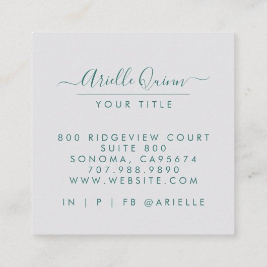 Carte De Visite Carré Nom du script d'aquarelle Abstraite (Dos)