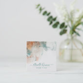 Carte De Visite Carré Nom du script d'aquarelle Abstraite (Debout devant)