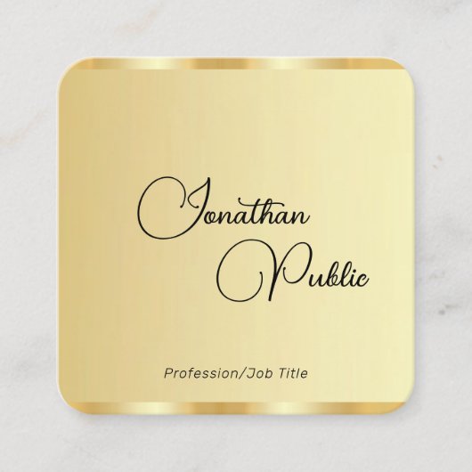 Carte De Visite Carré Nom du script Faux Gold Modèle Modern Professional (Devant)