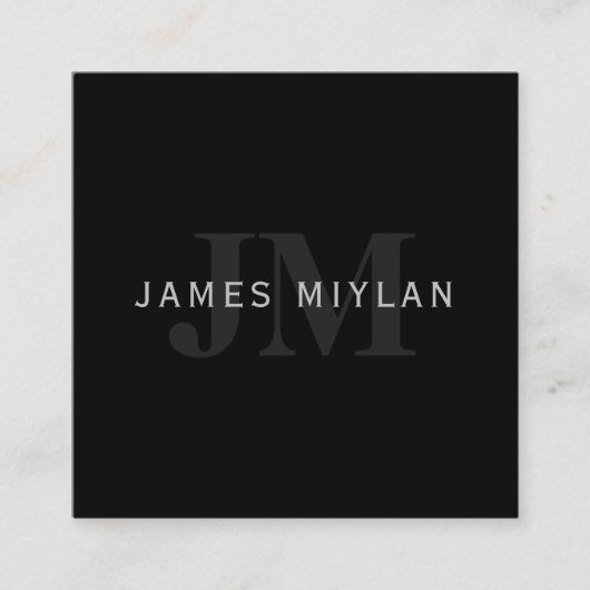 Carte De Visite Carré Nom et monogramme modernes | Gris et noir (Devant)