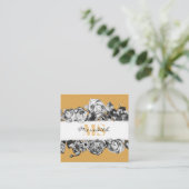 Carte De Visite Carré Nom personnalisable Gold Roses Chic Monogramme Lux (Debout devant)