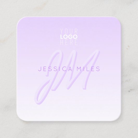 Carte De Visite Carré Nom professionnel et Modèle Slogan | Violet clair (Devant)