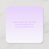 Carte De Visite Carré Nom professionnel et Modèle Slogan | Violet clair (Dos)
