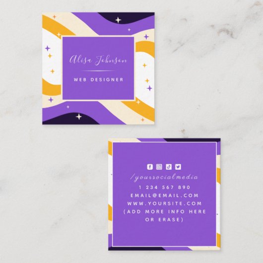 Carte De Visite Carré Non - Binary Flag Pride LGBTQ Sparkle Web Designer (Devant / Derrière)