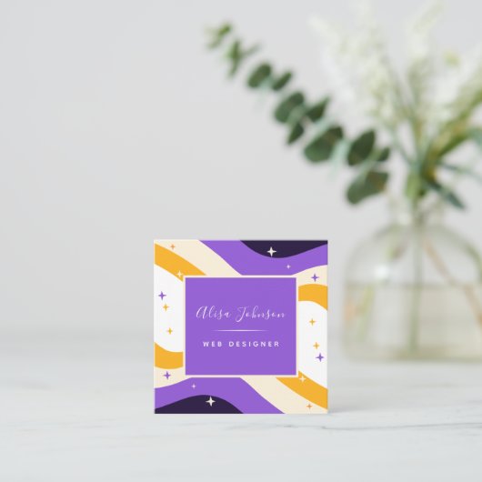 Carte De Visite Carré Non - Binary Flag Pride LGBTQ Sparkle Web Designer (Debout devant)