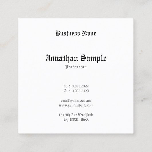 Carte De Visite Carré Nostalgique classique look vieux anglais texte élé (Dos)