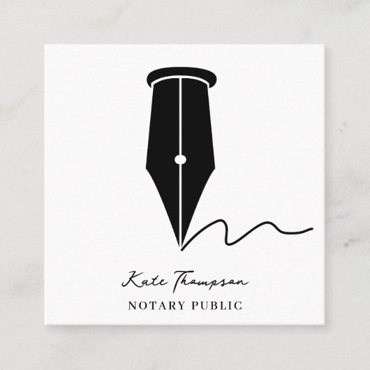Carte De Visite Carré Notary Signing Agent Calligraphy QR Code (Devant)