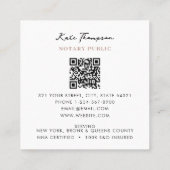Carte De Visite Carré Notary Signing Agent Calligraphy QR Code Pink (Dos)