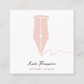 Carte De Visite Carré Notary Signing Agent Calligraphy QR Code Pink (Devant)