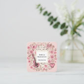 Carte De Visite Carré Notes de musique et Fleurs style rétro (Debout devant)