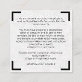 Carte De Visite Carré Nous embauchons (Dos)