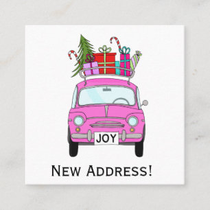 Carte De Visite Carré Nouvelle adresse Retro Fiat 500 avec cadeaux de No