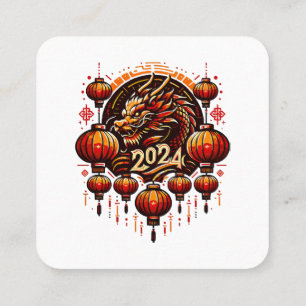 Carte De Visite Carré nouvelle année chinoise 2024