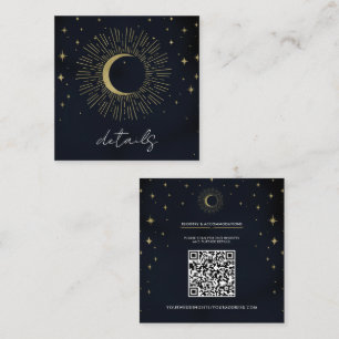 Carte De Visite Carré Nuit aux étoiles dorées Soleil éclatant Mariage lu