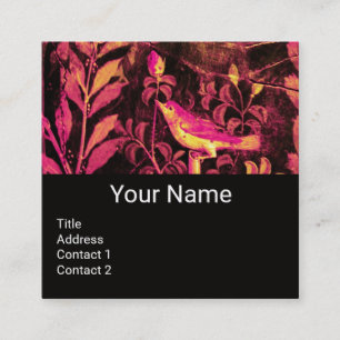 Carte De Visite Carré NUIT ET ROSE MONOGRAM rose noir floral