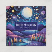 Carte De Visite Carré Nuit lunaire Big Moon Paysage (Devant)