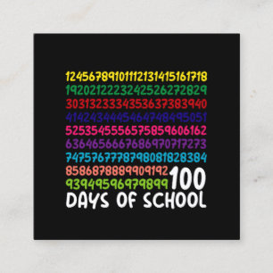 Carte De Visite Carré Numéros mathématiques 100e Jour de l'école Enseign